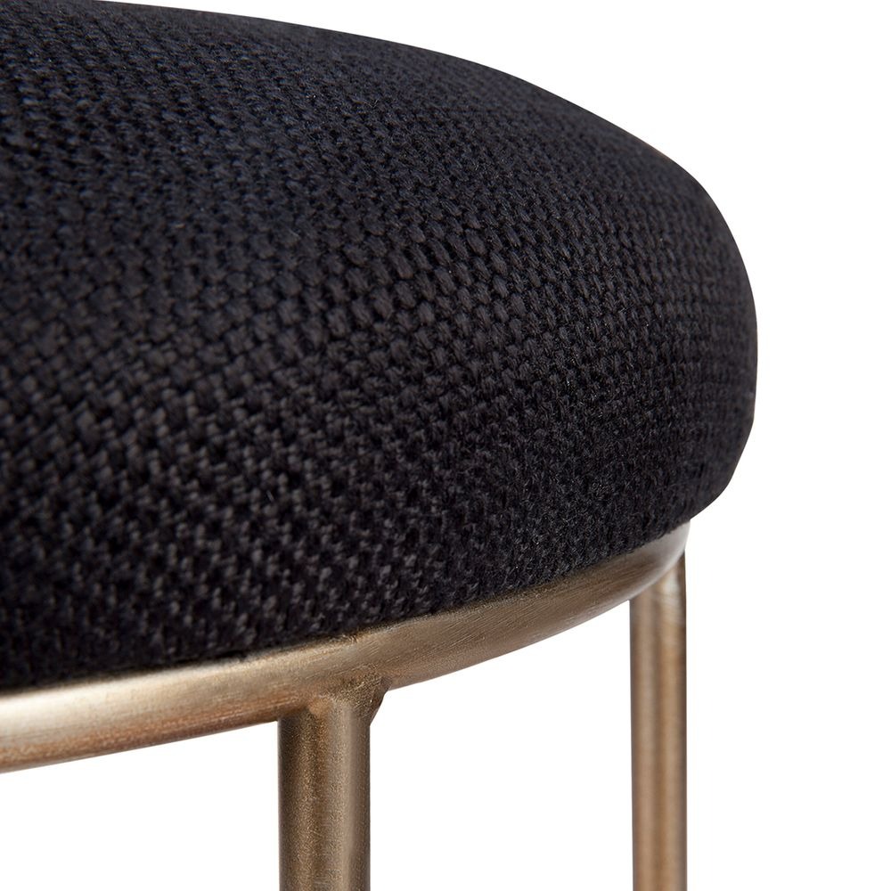 Aiden Gold Steel Kitchen Stool Black Linen, 38cm Dia x 65cm H (RRP $385) - Image 4