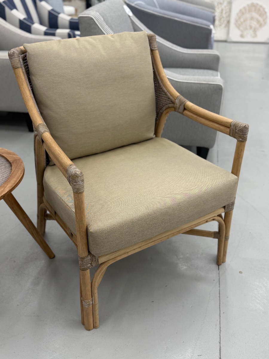 Raffles Havana Occasional Chair Rattan Cream Cushion, W 66cm D 70cm H 86cm (RRP $1299) - Image 3