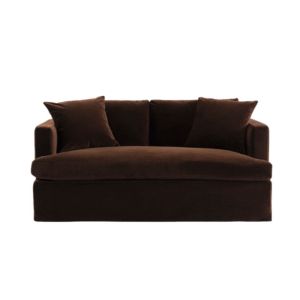 wp-image-tigress-55500.png Birkshire 2 Seater Slip Cover Sofa Dark Chocolate Velvet, 180cm W x 96cm D x 85cm H (RRP $3883)