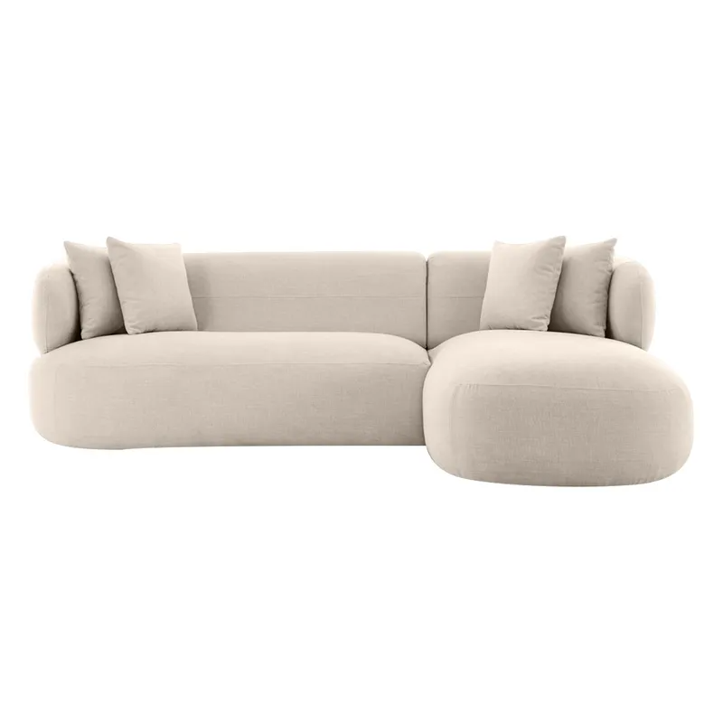 Greenwich 3 Seater Sofa w Right Chaise Natural Chenille, 260cm W x 160cm D x 76cm H (RRP $4411)