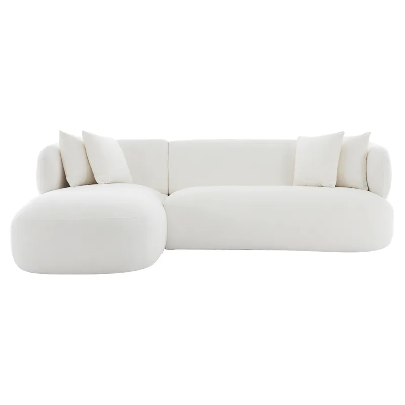 Greenwich 3 Seater Sofa w Left Chaise Ivory Chenille, 260cm W x 160cm D x 76cm H (RRP $4411)