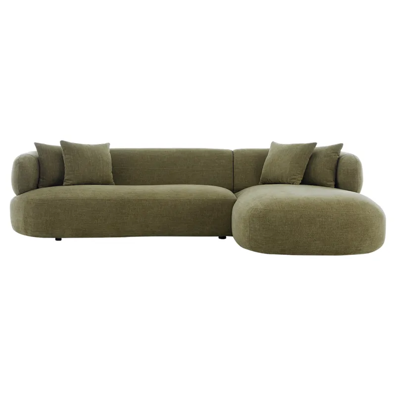 Greenwich 3 Seater Sofa w Right Chaise Sage Chenille, 260cm W x 160cm D x 76cm H (RRP $4411)