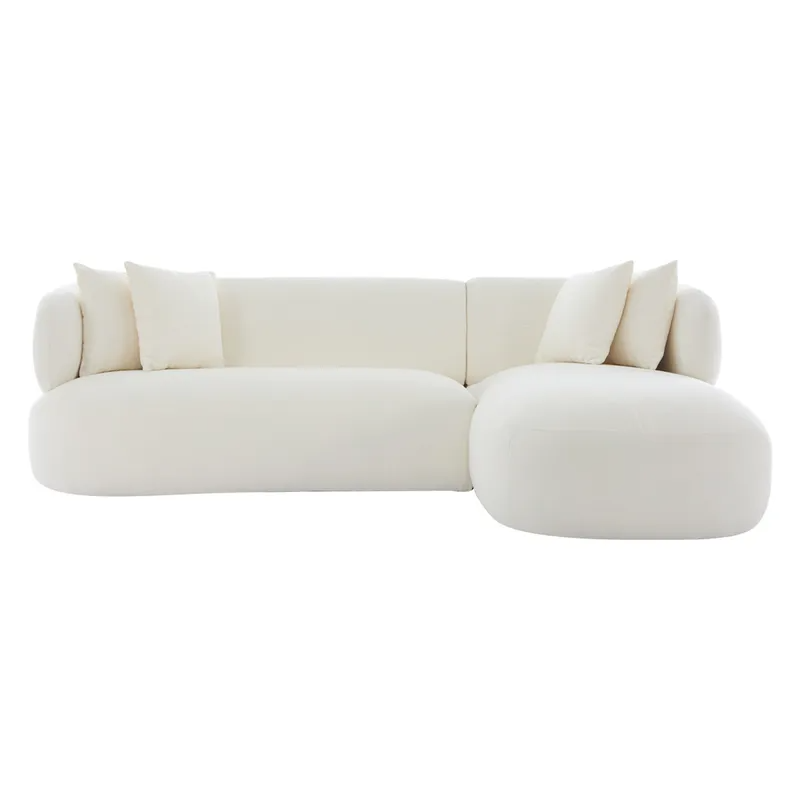 Greenwich 3 Seater Sofa w Right Chaise Ivory Chenille, 260cm W x 160cm D x 76cm H (RRP $4411)