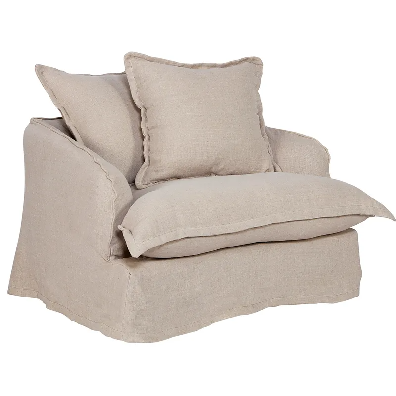 Hayman Slip Cover Arm Chair Natural Linen, 105cm W x 104cm D x89cm H (RRP $4389)