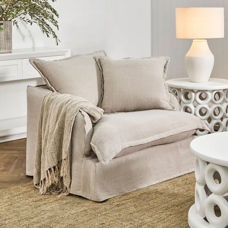 Hayman Slip Cover Arm Chair Natural Linen, 105cm W x 104cm D x89cm H (RRP $4389) - Image 2