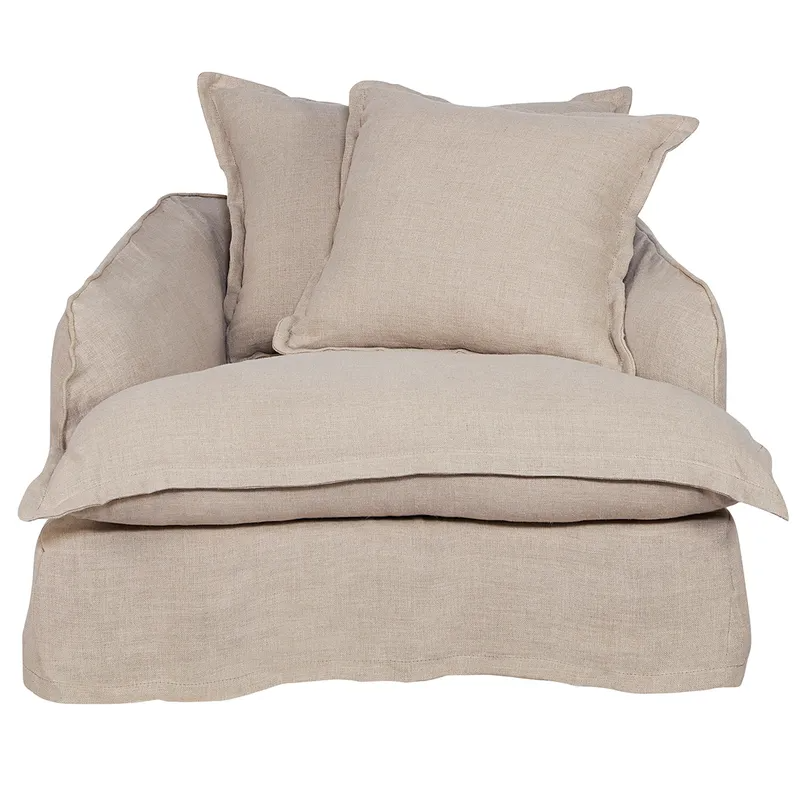 Hayman Slip Cover Arm Chair Natural Linen, 105cm W x 104cm D x89cm H (RRP $4389) - Image 3