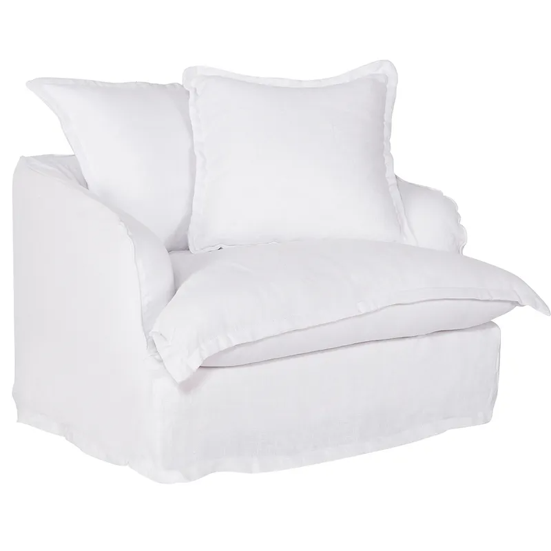 Hayman Slip Cover Arm Chair White Linen, 105cm W x 104cm D x82cm H (RRP $4389)