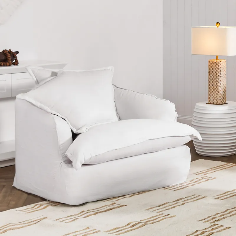 Hayman Slip Cover Arm Chair White Linen, 105cm W x 104cm D x82cm H (RRP $4389) - Image 2