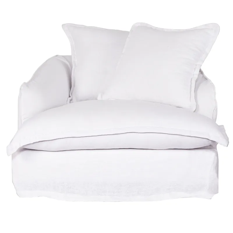 Hayman Slip Cover Arm Chair White Linen, 105cm W x 104cm D x82cm H (RRP $4389) - Image 3