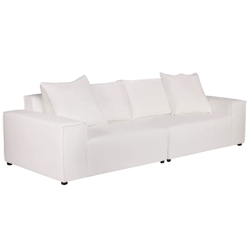 Midtown 4 Seater Sofa White Linen, 260cm W x 106cm D x 83cm H (RRP $4785) - Image 3