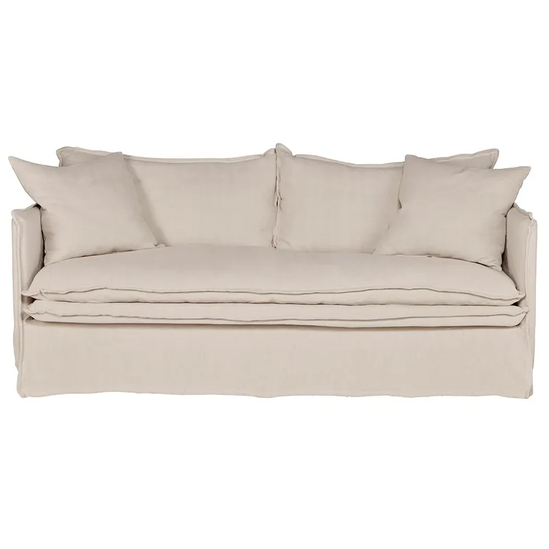 Palm Beach 3 Seater Slip Cover Sofa Natural Linen, 210cm W x 97cm D x 89cm H (RRP $4147)
