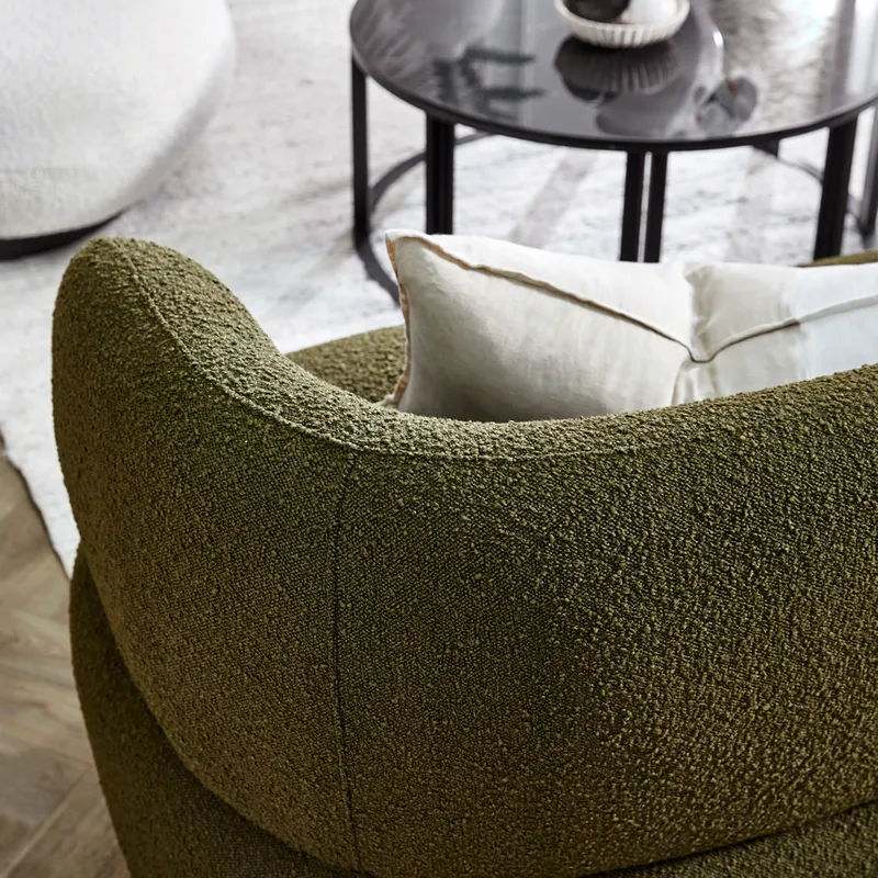 Greenwich 3 Seater Sofa Green Boucle, 231cm W x 91cm D x 78cm H (RRP $3069) - Image 2