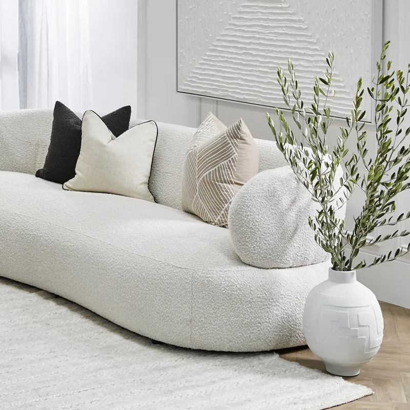 Greenwich 3 Seater Sofa Ivory Boucle, 231cm W x 91cm D x 78cm H (RRP $3949) - Image 2