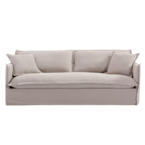 Cove 3 Seater Slip Cover Sofa Taupe Linen, 220cm W x 107cm D x 86cm H (RRP $3949)