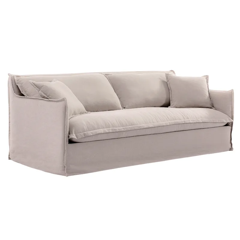 Cove 3 Seater Slip Cover Sofa Taupe Linen, 220cm W x 107cm D x 86cm H (RRP $3949) - Image 3
