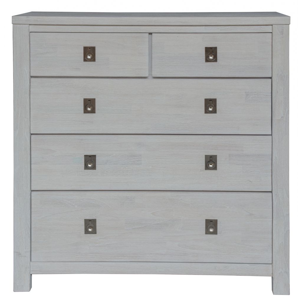 Coastal Hamptons Style Hardwood Timber King Bed 4 Piece Tallboy Package, Whitewash (RRP $2999) - Image 6