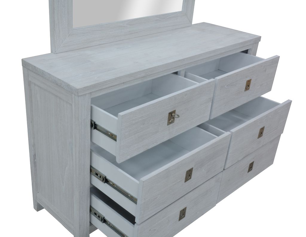 Coastal Hamptons Style Hardwood Timber King Bed 4 Piece Tallboy Package, Whitewash (RRP $2999) - Image 7