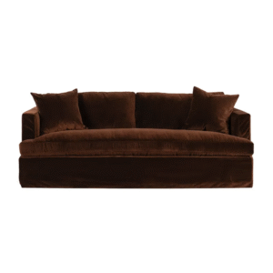 wp-image-tigress-55779.png Birkshire 3 Seater Slip Cover Sofa Dark Chocolate Velvet, 220cm W x 96cm D x 90cm H (RRP $5049)