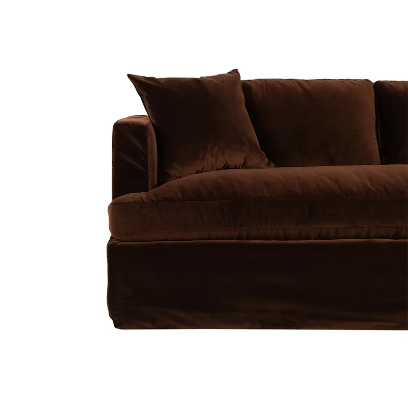 Birkshire 3 Seater Slip Cover Sofa Dark Chocolate Velvet, 220cm W x 96cm D x 90cm H (RRP $5049) - Image 6