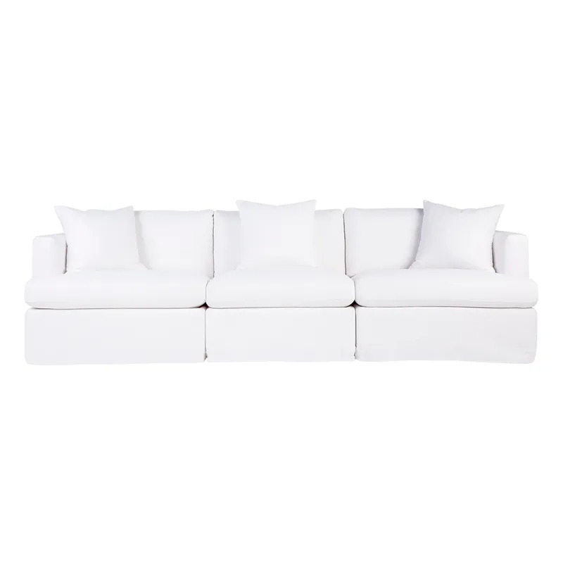 Birkshire Slip Cover Modular Sofa White Linen Option 3, 280cm W x 96cm D x 85cm H (RRP $6710)