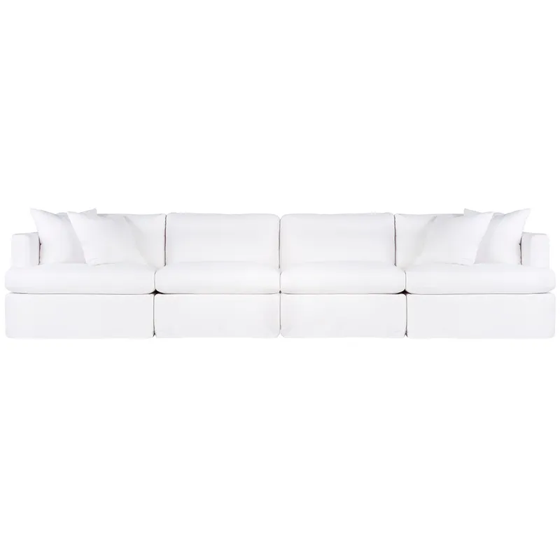Birkshire Slip Cover Modular Sofa White Linen Option 4, 360cm W x 96cm D x 85cm H (RRP $9020)