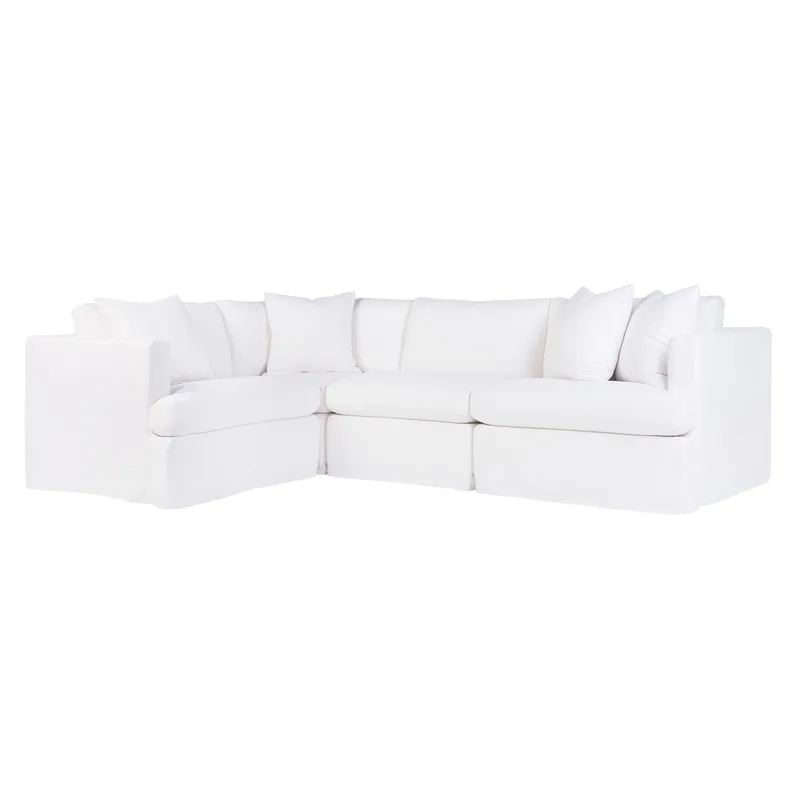 Birkshire Slip Cover Modular Sofa White Linen Option 2, 276cm W x 96cm-196cm D x 85cm H (RRP $8910)