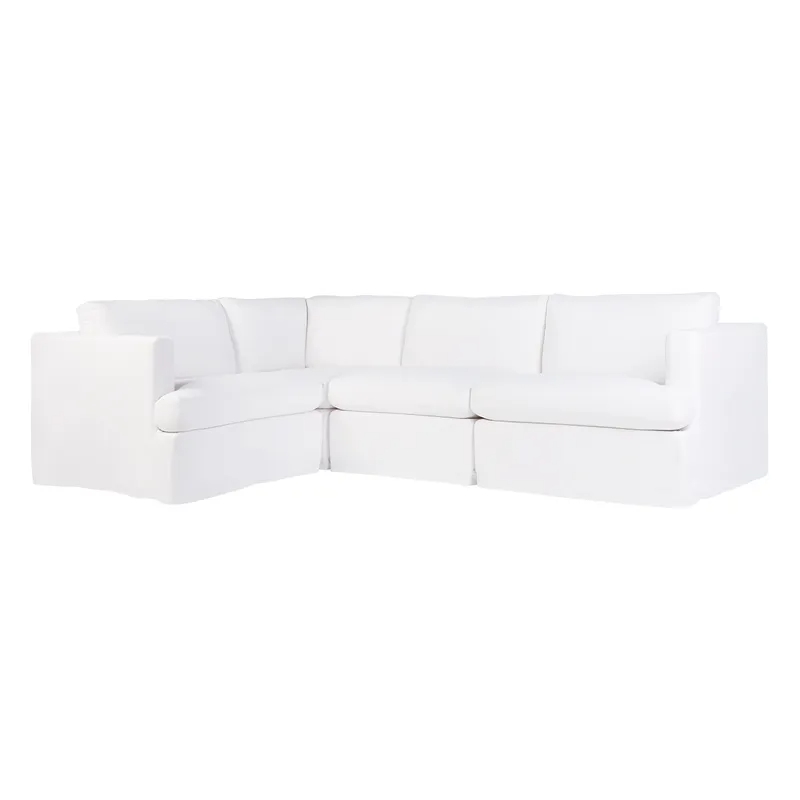 Birkshire Slip Cover Modular Sofa White Linen Option 2, 276cm W x 96cm-196cm D x 85cm H (RRP $8910) - Image 3