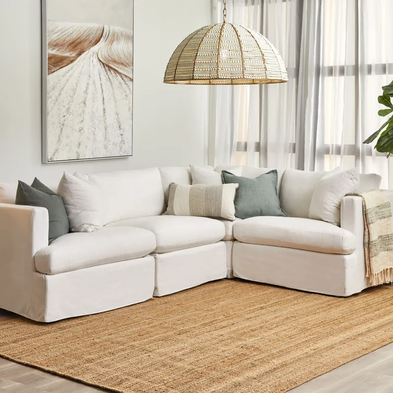 Birkshire Slip Cover Modular Sofa White Linen Option 1, 276cm W x 96cm-196cm D x 85cm H (RRP $8910) - Image 2
