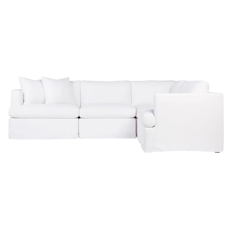 Birkshire Slip Cover Modular Sofa White Linen Option 1, 276cm W x 96cm-196cm D x 85cm H (RRP $8910) - Image 3
