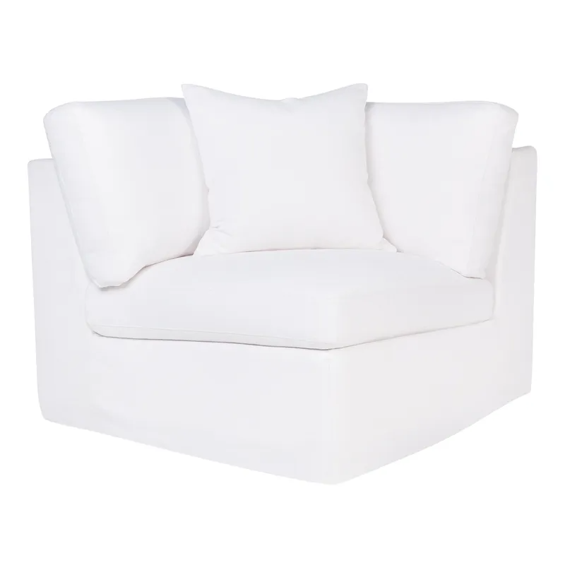 Birkshire Slip Cover Corner Seat Chair White Linen, 96cm W x 96cm D x 85cm H (RRP $2189)