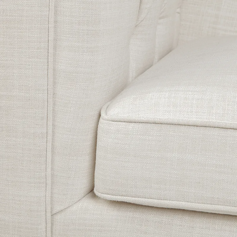 Tuxedo 3 Seater Tufted Sofa Natural Linen, 228cm W x 89cm D x 76cm H (RRP $3839) - Image 5