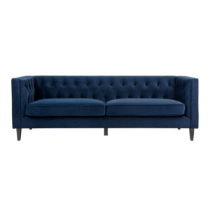 wp-image-tigress-55852.png Tuxedo 3 Seater Tufted Sofa Navy Velvet, 228cm W x 89cm D x 76cm H (RRP $3839)