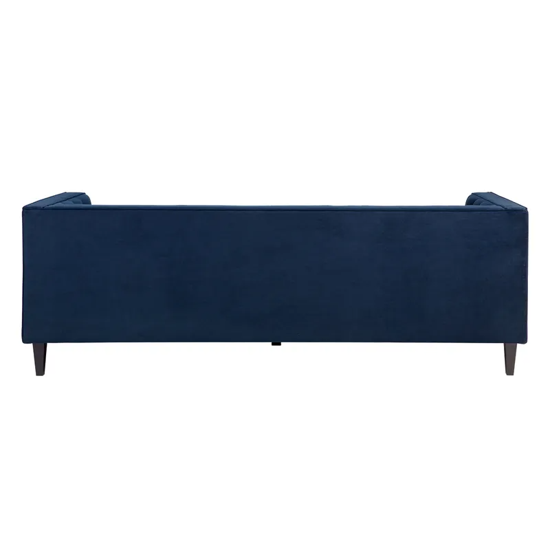 Tuxedo 3 Seater Tufted Sofa Navy Velvet, 228cm W x 89cm D x 76cm H (RRP $3839) - Image 5