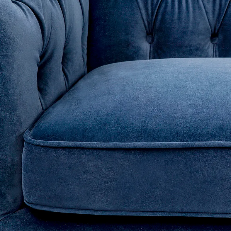 Tuxedo 3 Seater Tufted Sofa Navy Velvet, 228cm W x 89cm D x 76cm H (RRP $3839) - Image 6