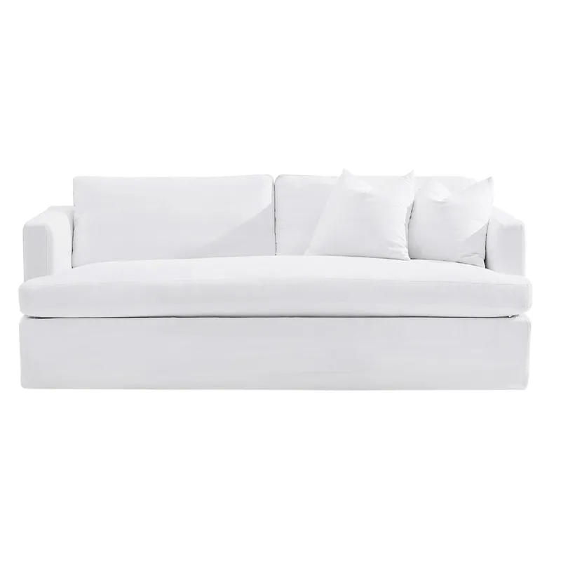 Birkshire 3 Seater Slip Cover Sofa White Linen, 220cm W x 96cm D x 90cm H (RRP $4389)