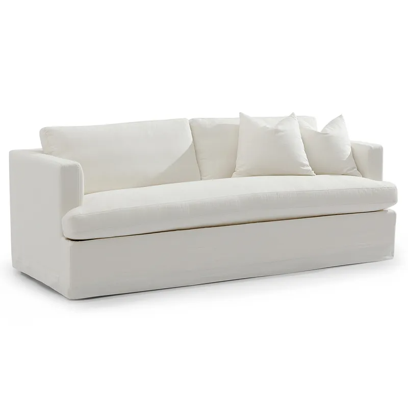 Birkshire 3 Seater Slip Cover Sofa White Linen, 220cm W x 96cm D x 90cm H (RRP $4389) - Image 4