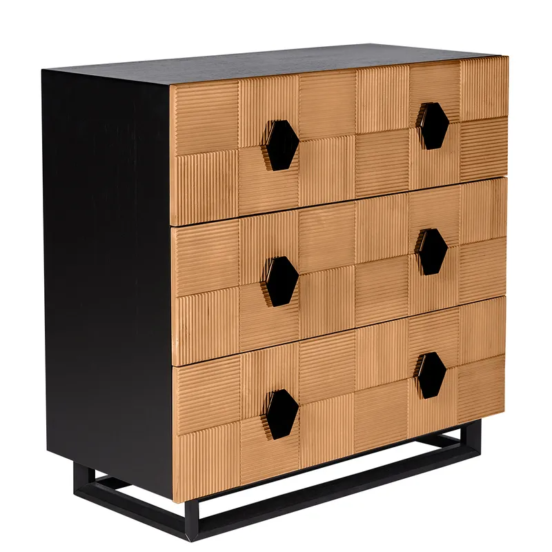 Alton 3 Drawer Chest Natural and Black, 96cm W x 45cm D x 92cm H (RRP $2783) - Image 3