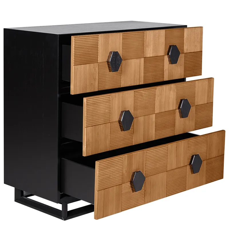 Alton 3 Drawer Chest Natural and Black, 96cm W x 45cm D x 92cm H (RRP $2783) - Image 4