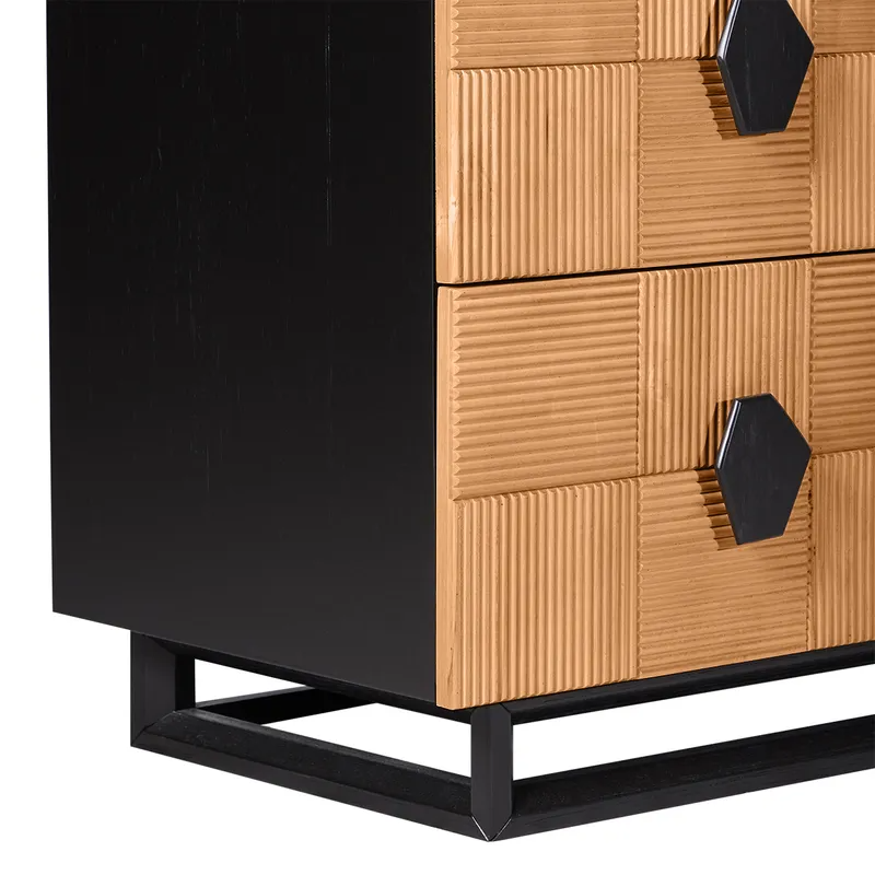 Alton 3 Drawer Chest Natural and Black, 96cm W x 45cm D x 92cm H (RRP $2783) - Image 5