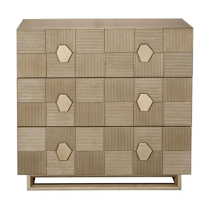 Alton 3 Drawer Chest Antique Gold, 96cm W x 45cm D x 92cm H (RRP $2783)