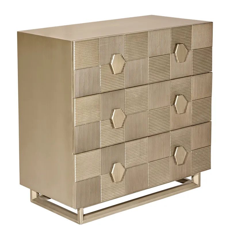 Alton 3 Drawer Chest Antique Gold, 96cm W x 45cm D x 92cm H (RRP $2783) - Image 2