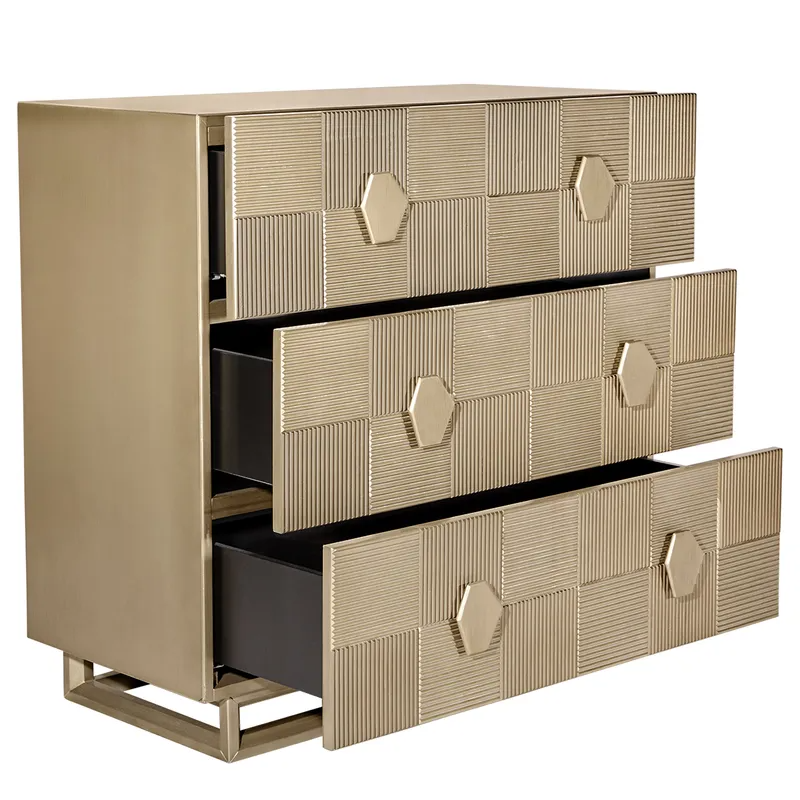 Alton 3 Drawer Chest Antique Gold, 96cm W x 45cm D x 92cm H (RRP $2783) - Image 3