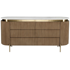 Demarco 6 Drawer Chest Antique Gold, 170cm W x 50cm D x 81cm H (RRP $5709)