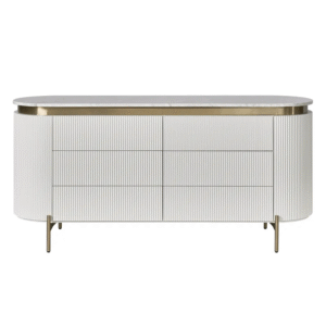 Demarco 6 Drawer Chest White, 170cm W x 50cm D x 81cm H (RRP $5709)