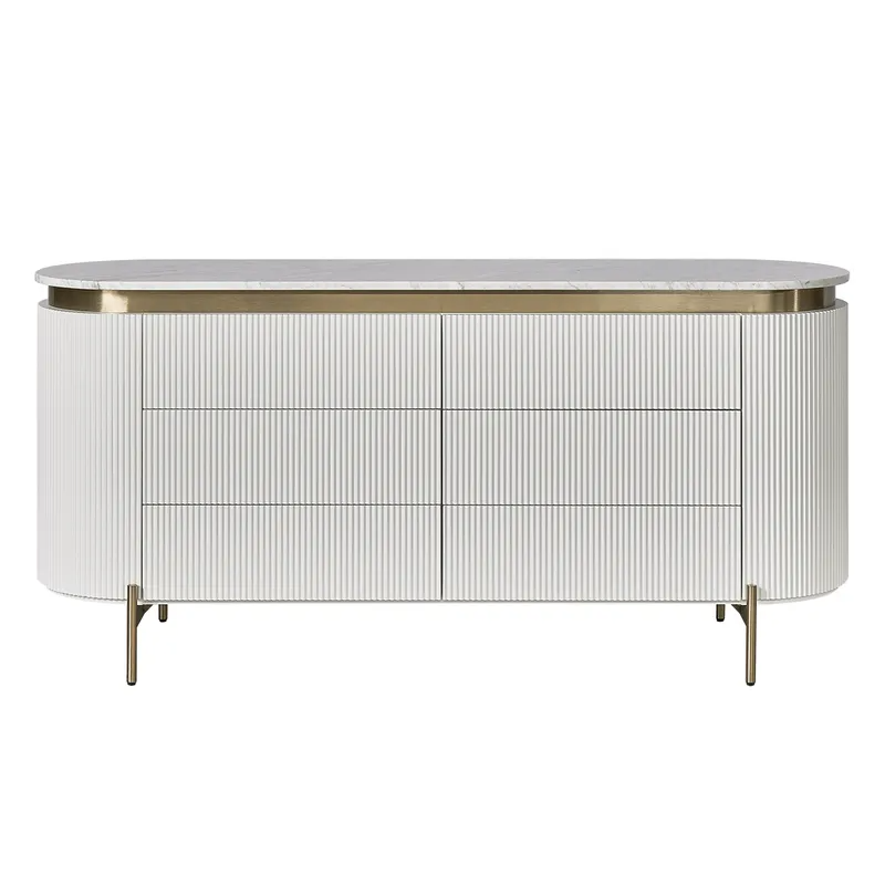Demarco 6 Drawer Chest White, 170cm W x 50cm D x 81cm H (RRP $5709)