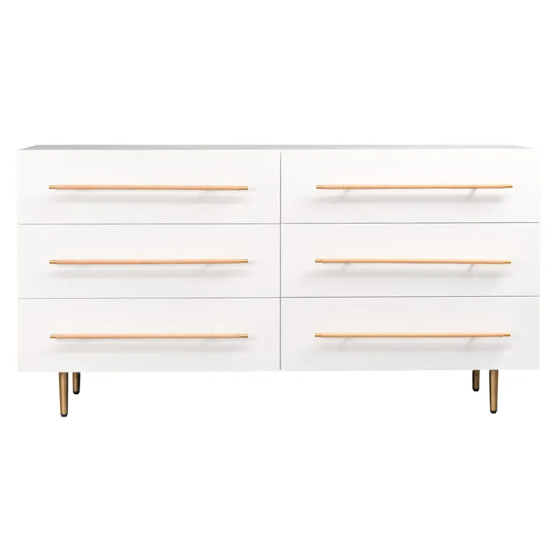 Retreat 6 Drawer Chest White, 160cm W x 50cm D x 83cm H (RRP $4389)