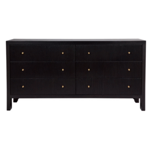Ariana 6 Drawer Chest Black, 160cm W x 40cm D x 83cm H (RRP $2849)