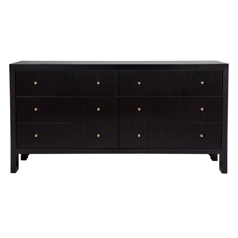 Ariana 6 Drawer Chest Black, 160cm W x 40cm D x 83cm H (RRP $2849)