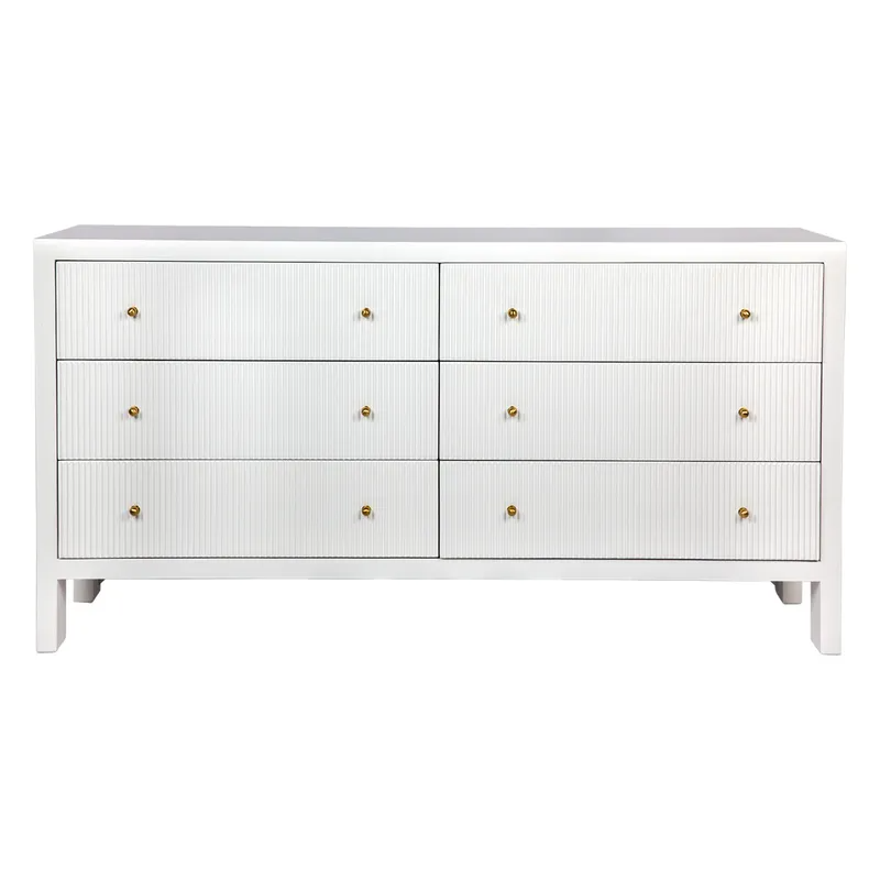 Ariana 6 Drawer Chest White, 160cm W x 40cm D x 83cm H (RRP $2849)