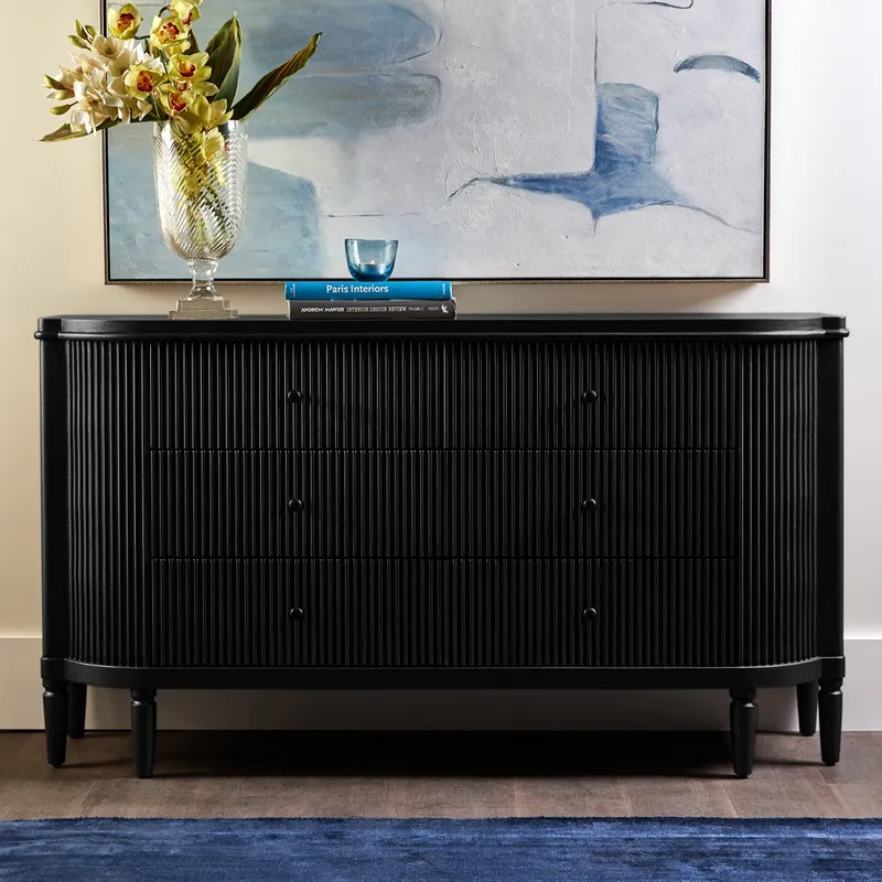 Arielle 6 Drawer Chest Black, 160cm W x 42cm D x 88cm H (RRP $3839) - Image 2